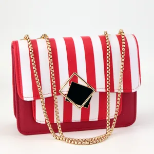 Ladies Medium Flap Open Striped Sling Bags #22