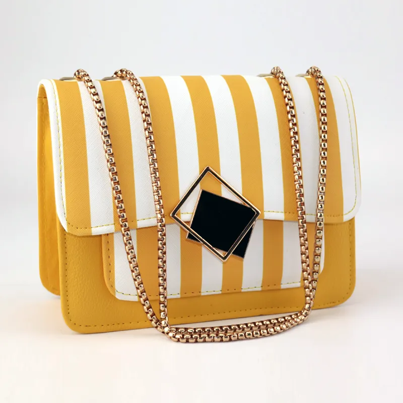 Ladies Medium Flap Open Striped Sling Bags #22