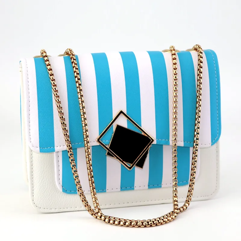 Ladies Medium Flap Open Striped Sling Bags #22