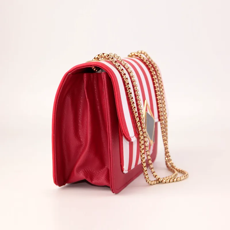 Ladies Medium Flap Open Striped Sling Bags #22