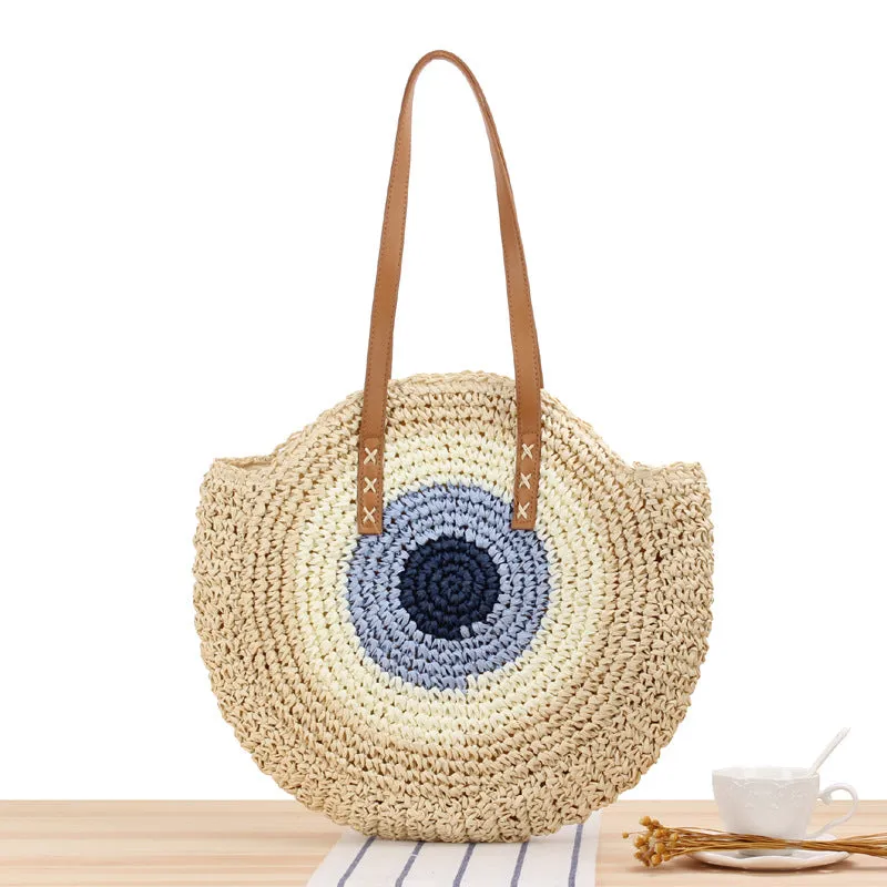 Ladies woven beach straw bag