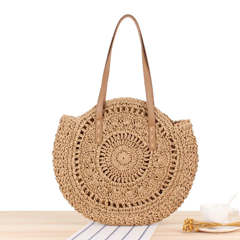 Ladies woven beach straw bag