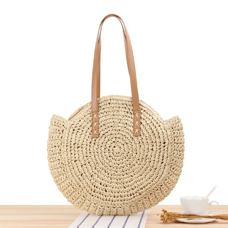 Ladies woven beach straw bag