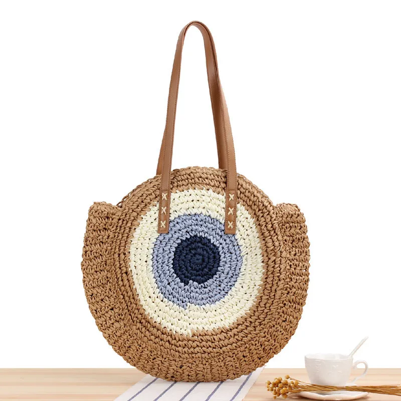 Ladies woven beach straw bag