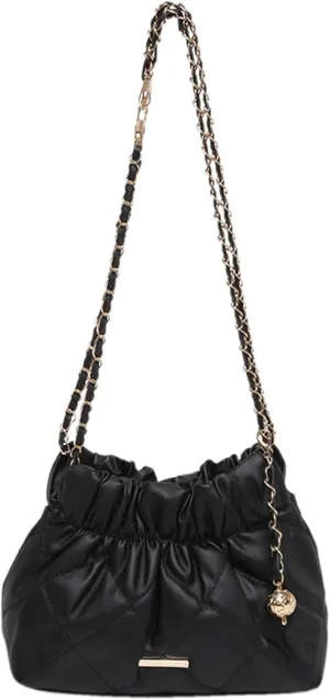 Lady pleated chain shoulder bag bucket bag