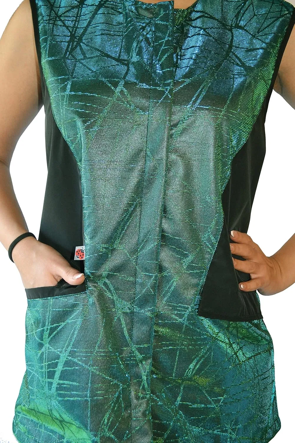 Ladybird Line Sparkling Color Block Waterproof Vest for Pet Groomers (Small)