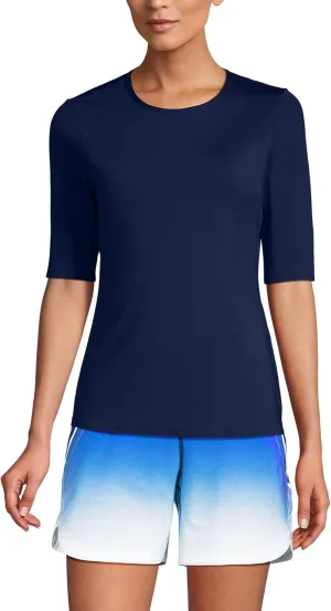 Lands' End Women's Elbow Sleeve Relaxed UPF 50 Rash Guard