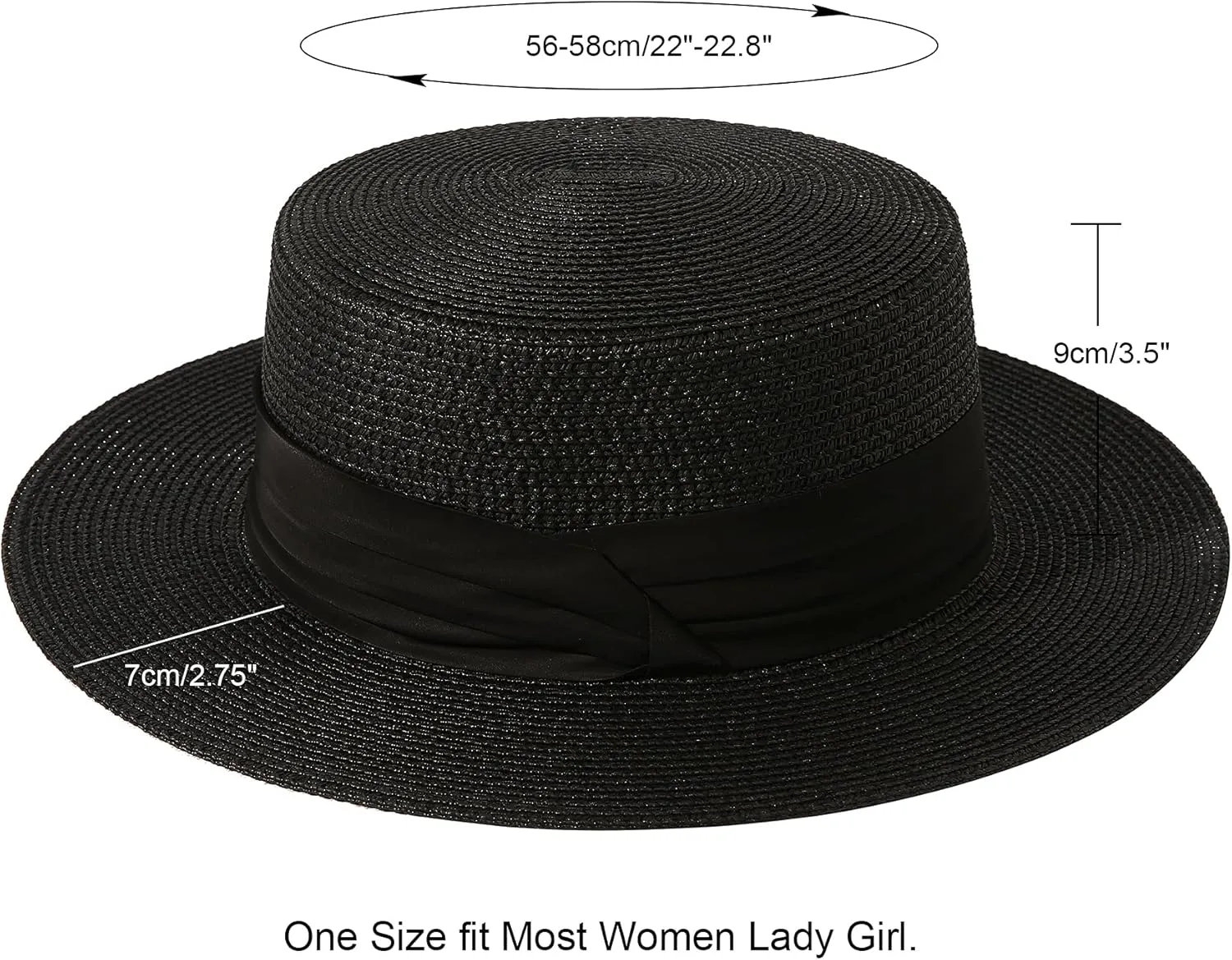 Lanzom Sun Hats for Women Wide Brim Straw Boater Hat Foldable Packable Beach Hat for Summer Fit Size 6 8/7-7 1/4