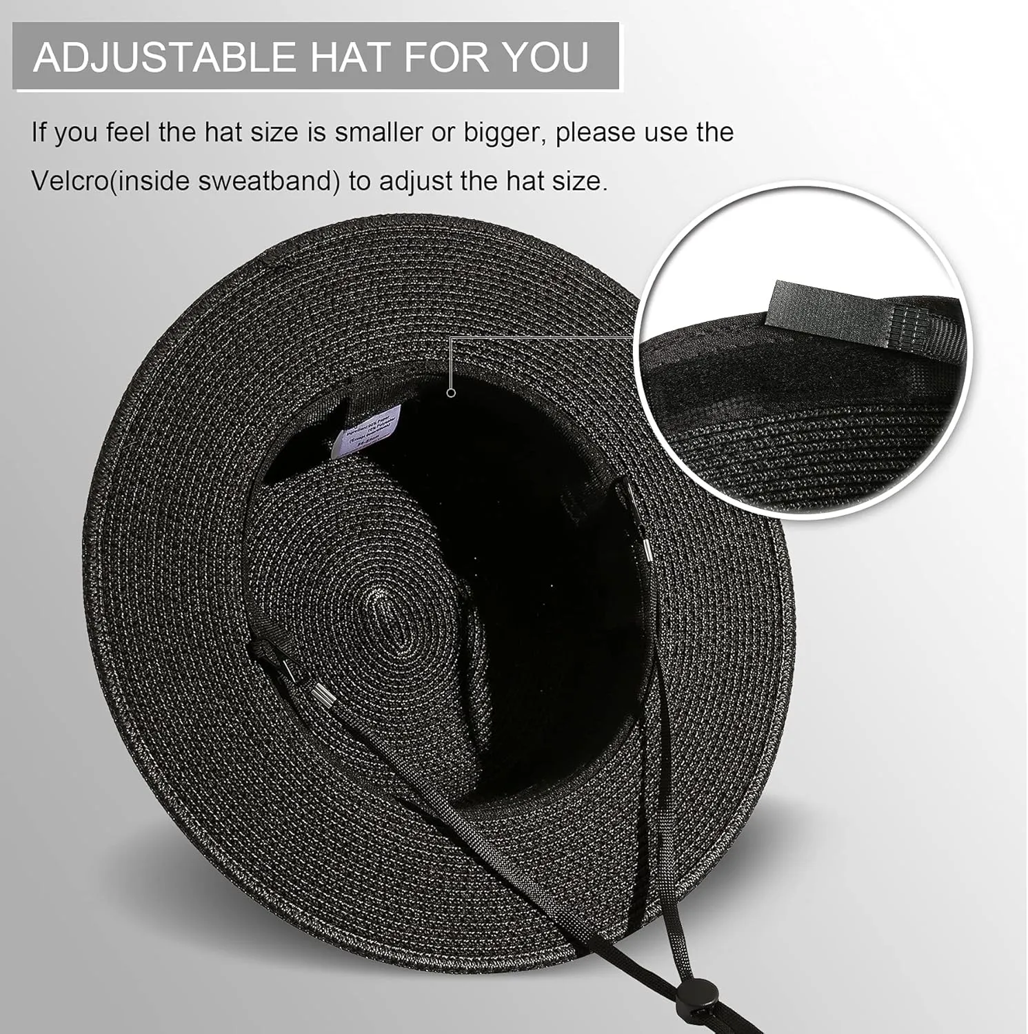 Lanzom Sun Hats for Women Wide Brim Straw Boater Hat Foldable Packable Beach Hat for Summer Fit Size 6 8/7-7 1/4