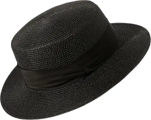 Lanzom Sun Hats for Women Wide Brim Straw Boater Hat Foldable Packable Beach Hat for Summer Fit Size 6 8/7-7 1/4