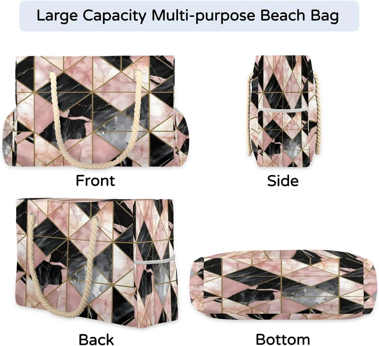 Large Beach Tote Bags for Women, Waterproof Beach Bag with Zipper, Swim Pool Tote Bags