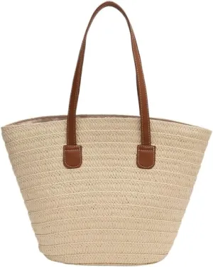Large capacity Bag Colorful and Simple Straw Bucket - shaped Handbag: Enjoy Leisurely Outing Time Ladies shoulder Bag