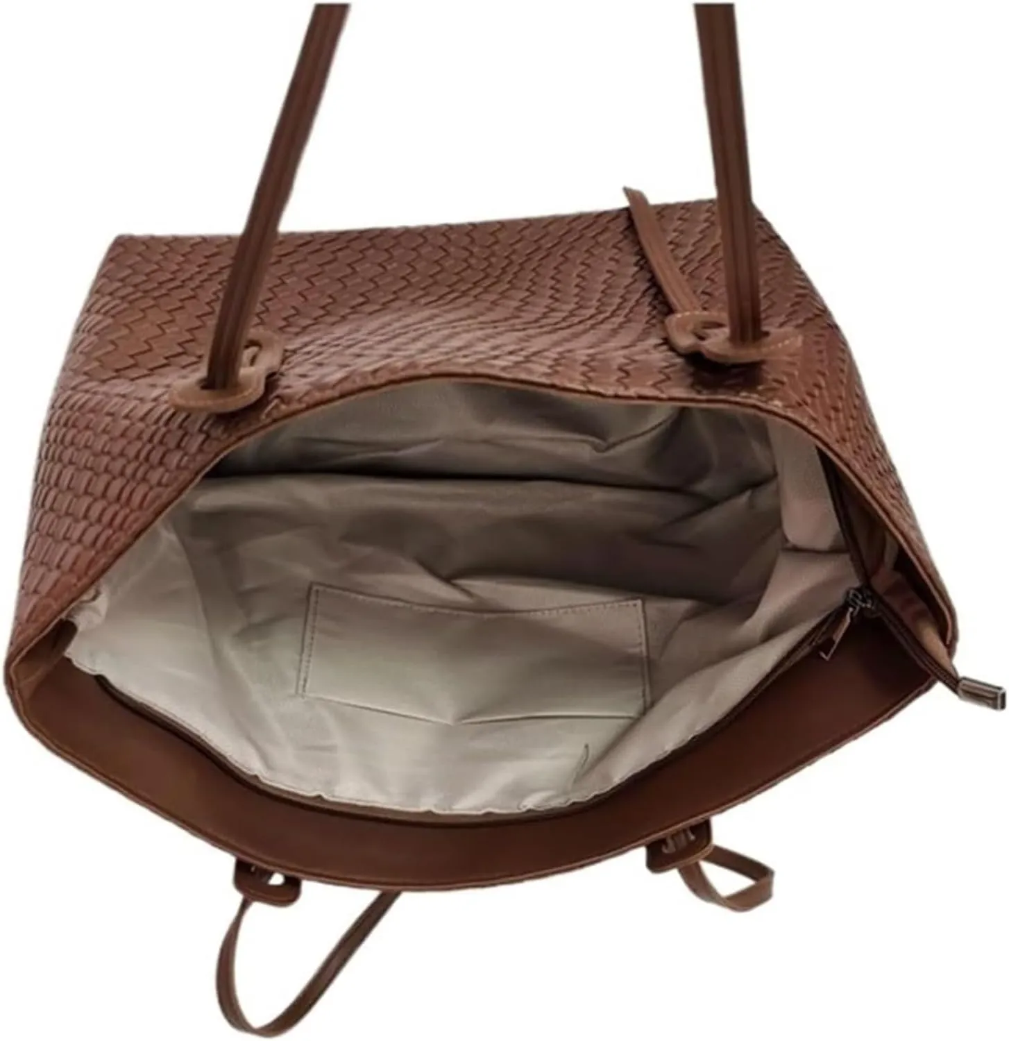 Large Capacity Woven Tote Bag for Women - Retro Summer Shoulder Bag(Beige)