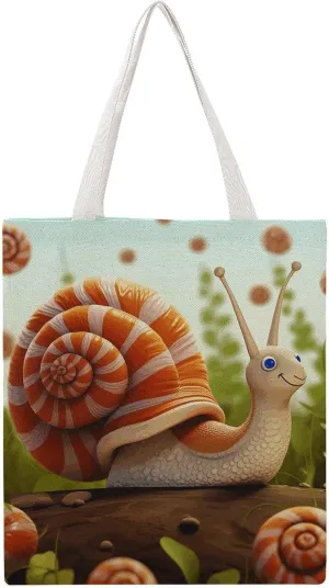 Large Grocery Bags Beach Tote Cute Snail Shopping Bag for Women Shoulder Bag for Travel Work Handbag