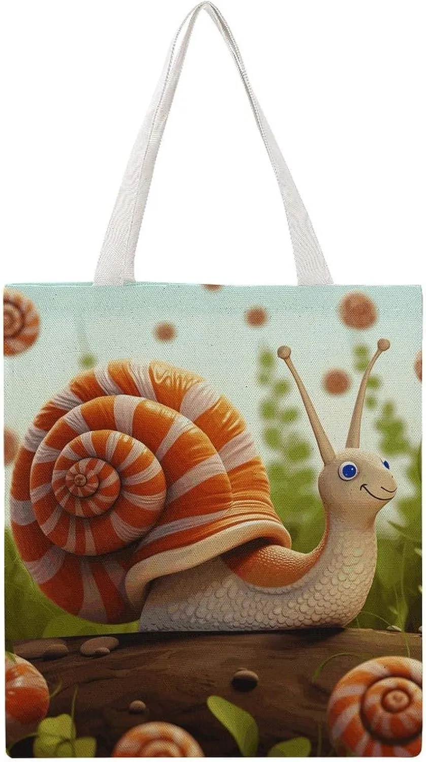 Large Grocery Bags Beach Tote Cute Snail Shopping Bag for Women Shoulder Bag for Travel Work Handbag