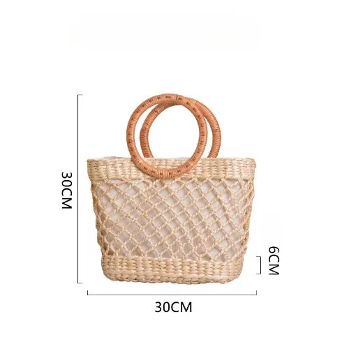 Large Straw Summer Beach Tote Bag