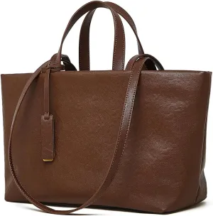Large Tote Bags for Women, Genuine Leather Satchel Handbags Purses with Anti-friction Foot Pegs.