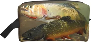Large Travel Cosmetic Bag â€“ Reusable Brook Trout Fly Fishing Print Dopp Kit for Toiletries, Portable Organizer for Men and Women