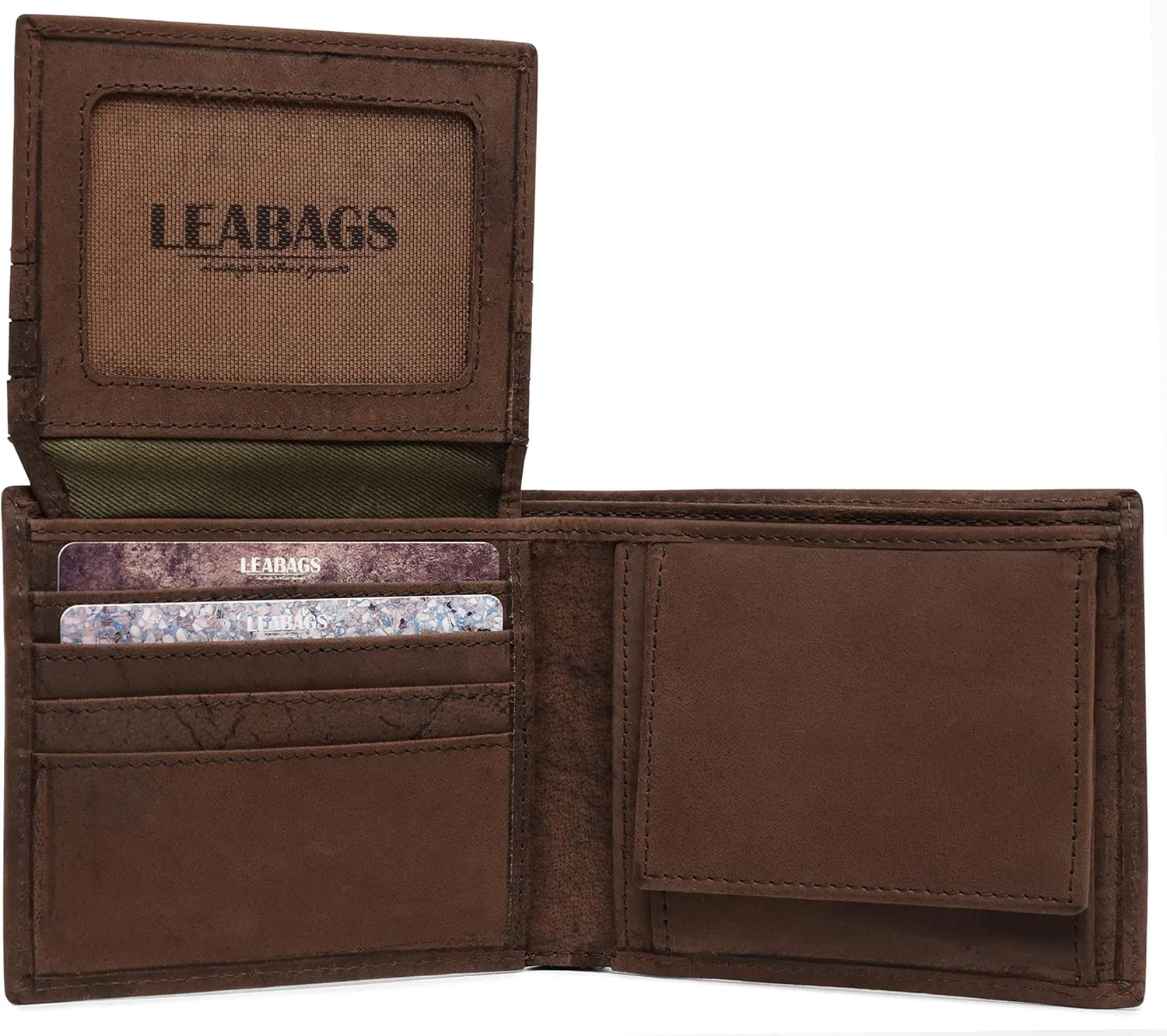 LEABAGS Springfield Genuine buffalo leather wallet I Purse I 4x3,5x0,7 inch