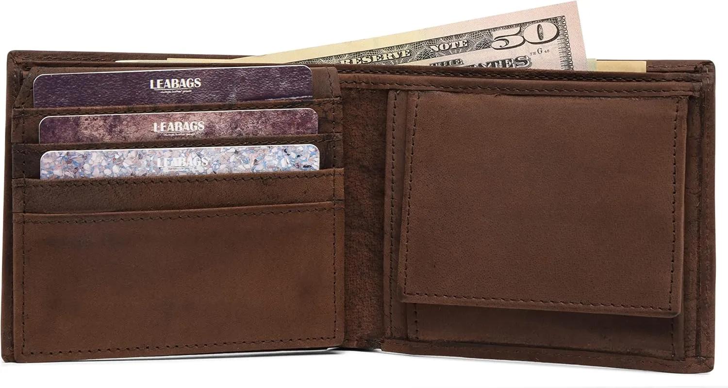 LEABAGS Springfield Genuine buffalo leather wallet I Purse I 4x3,5x0,7 inch