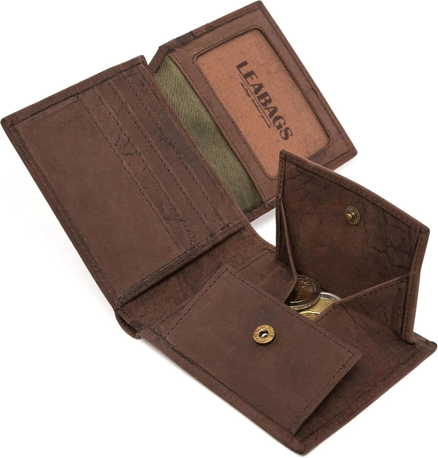LEABAGS Springfield Genuine buffalo leather wallet I Purse I 4x3,5x0,7 inch