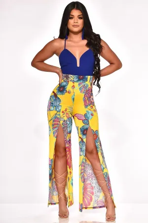 Leaf Backless Printed Rapid issue resolution Sling Jumpsuit Slit Boutique Functional design