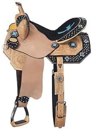 Leather Barrel Racing Western Horse Saddle Handmade Premium Horseback Comfort Riding Trail Equestrian Tooled Carved Horse Sdadles for Horse Riding Size: 10"-18" inches Seat, MOB304