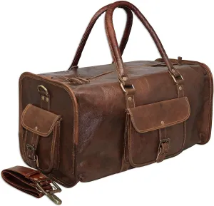 Leather Duffle Bag Travel Carry-On Waterproof Luggage Overnight Gym Weekender Bag