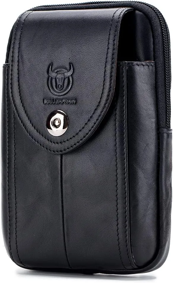 Leather Phone Belt Holster Waist Case Bag for Men Travel Outdoor Camping Cell Phone Loop Hook Purse Wallet Holder Pouch Pack