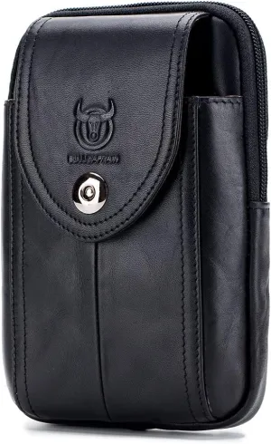 Leather Phone Belt Holster Waist Case Bag for Men Travel Outdoor Camping Cell Phone Loop Hook Purse Wallet Holder Pouch Pack