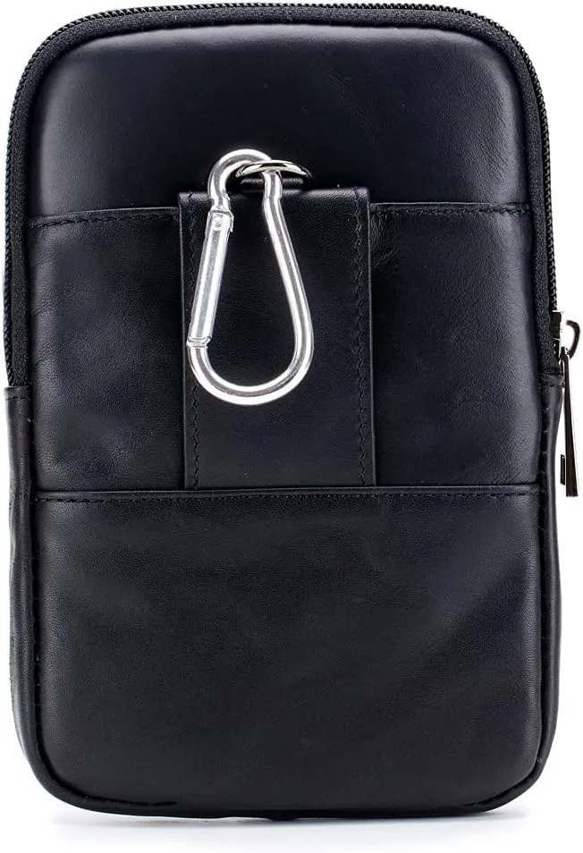 Leather Phone Belt Holster Waist Case Bag for Men Travel Outdoor Camping Cell Phone Loop Hook Purse Wallet Holder Pouch Pack
