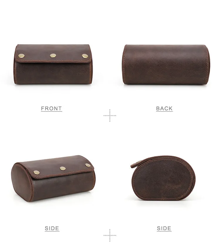 Leather Portable Watch Roll Case for Travel and Storage