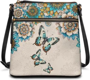 Leather Purses for Women, Leather Hobo Bags for Women Vintage Travel Sling Purse Multi Pockets Shoulder Bag