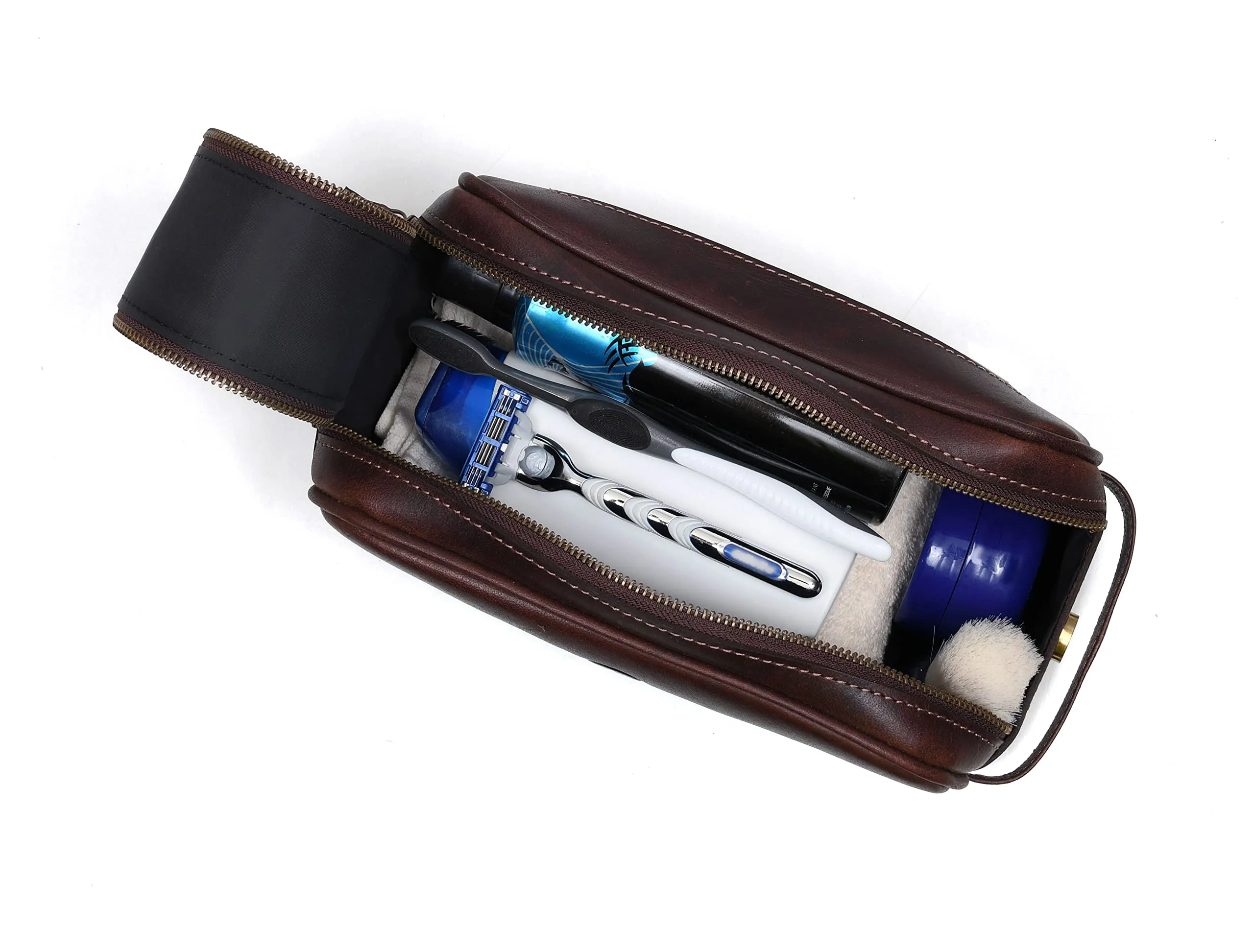Leather Toiletry Travel Pouch Leather Waterproof Dopp Kit By Aaron Leather Goods