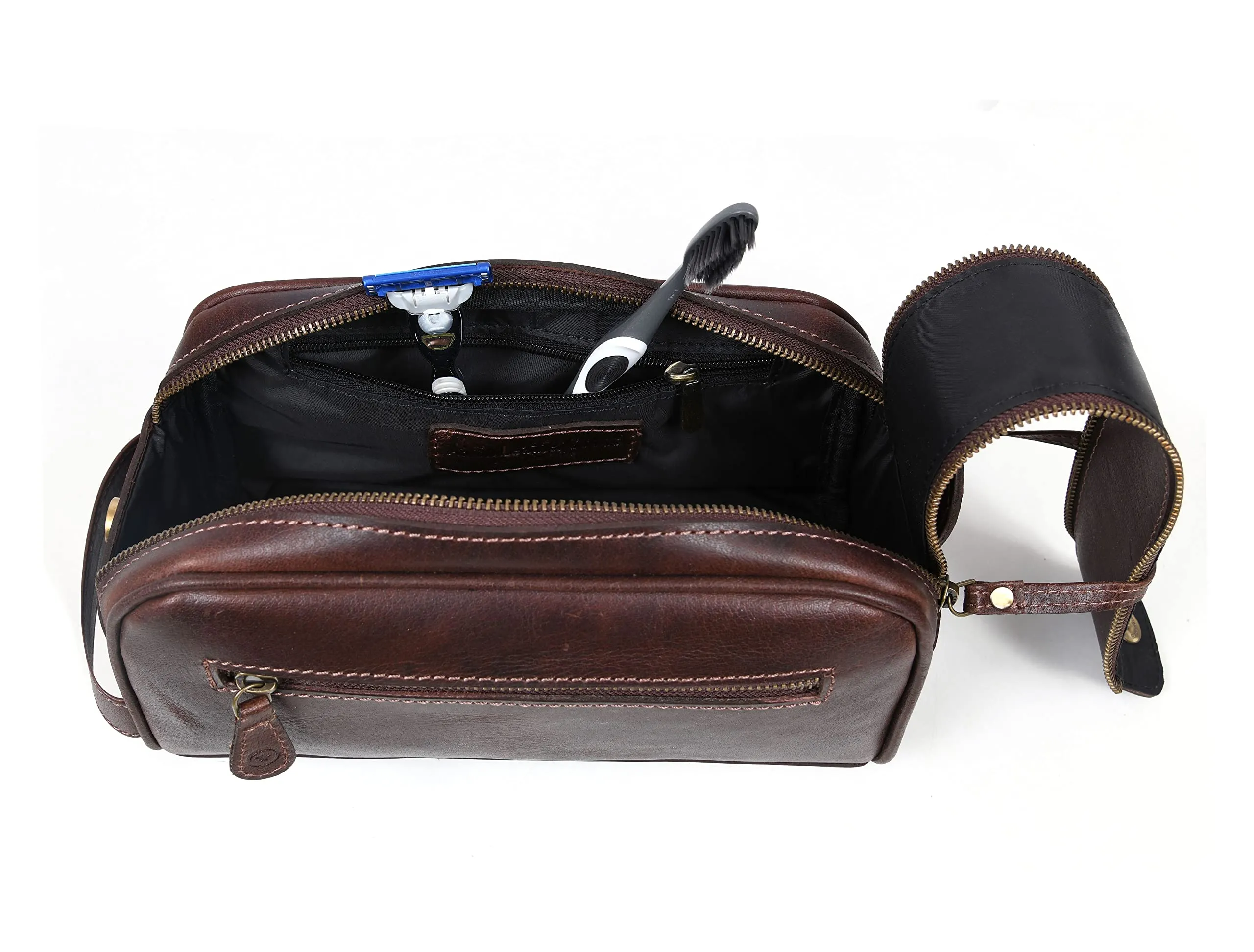 Leather Toiletry Travel Pouch Leather Waterproof Dopp Kit By Aaron Leather Goods