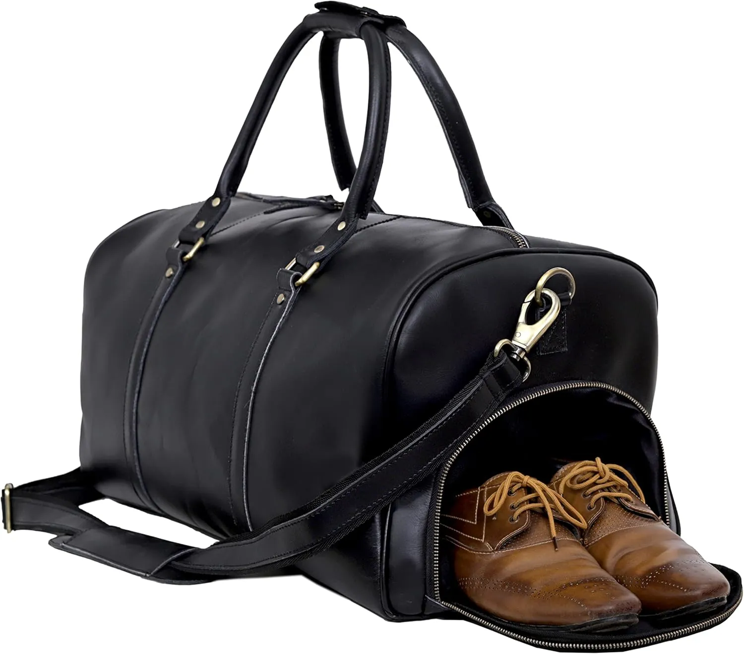 Leather Travel Bag,Weekender Overnight Bag Leather Large Carry On Bag Travel Tote Duffel Bag for Men & Women