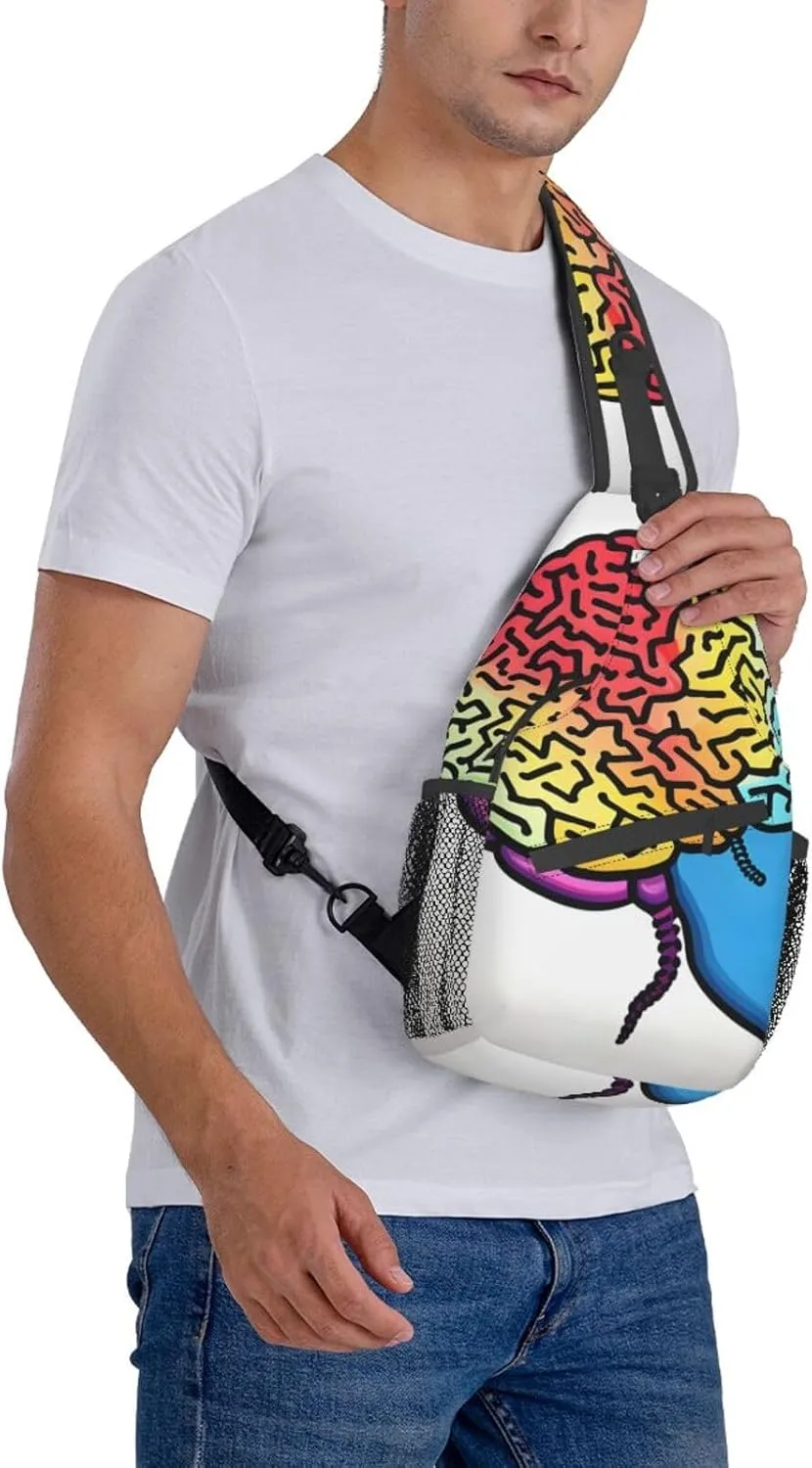 Left And Right Brain High Storage Capacity Chest Bag Diagonally Sling Backpack Crossbody Shoulder Bag For Men Women