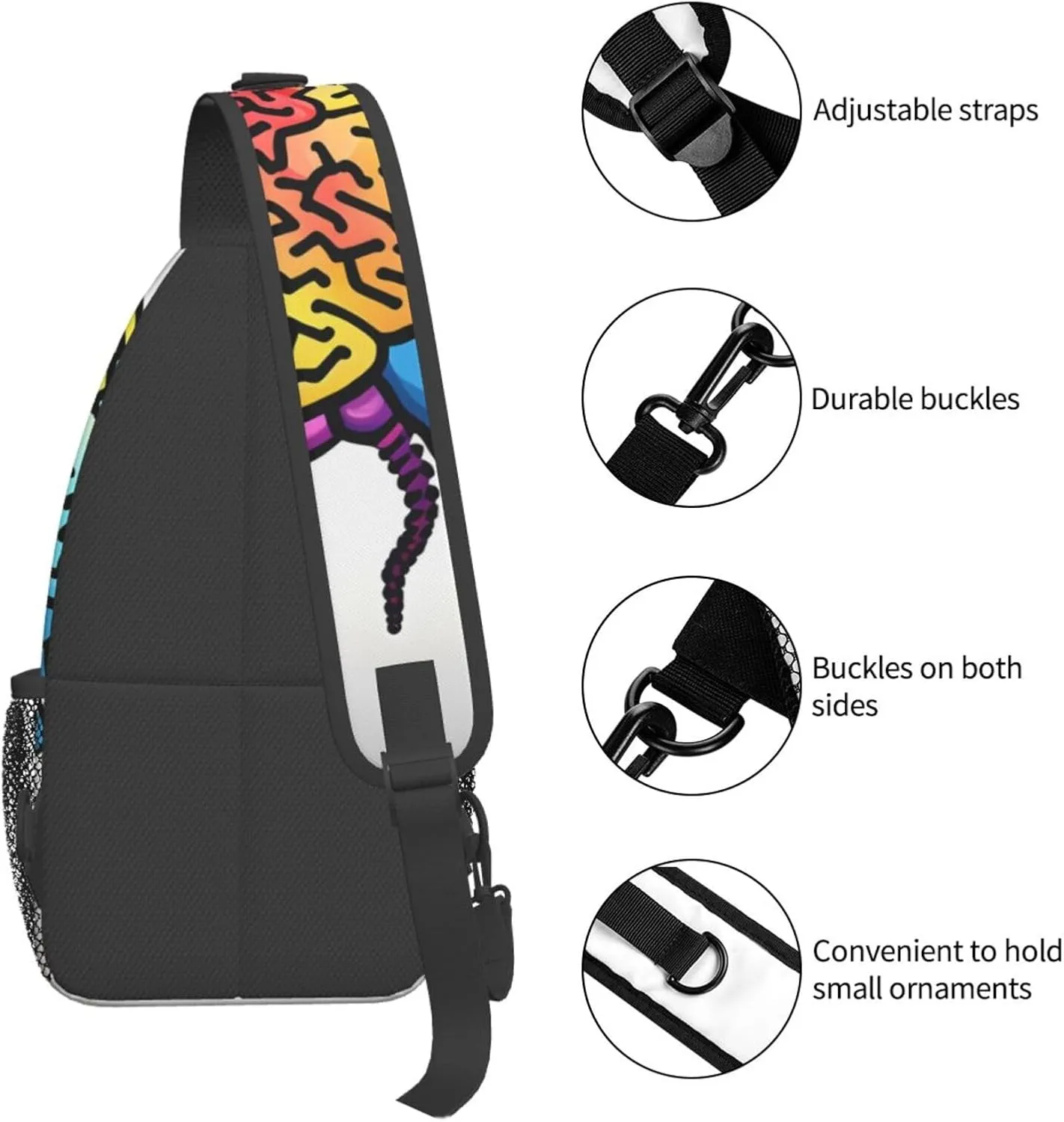 Left And Right Brain High Storage Capacity Chest Bag Diagonally Sling Backpack Crossbody Shoulder Bag For Men Women