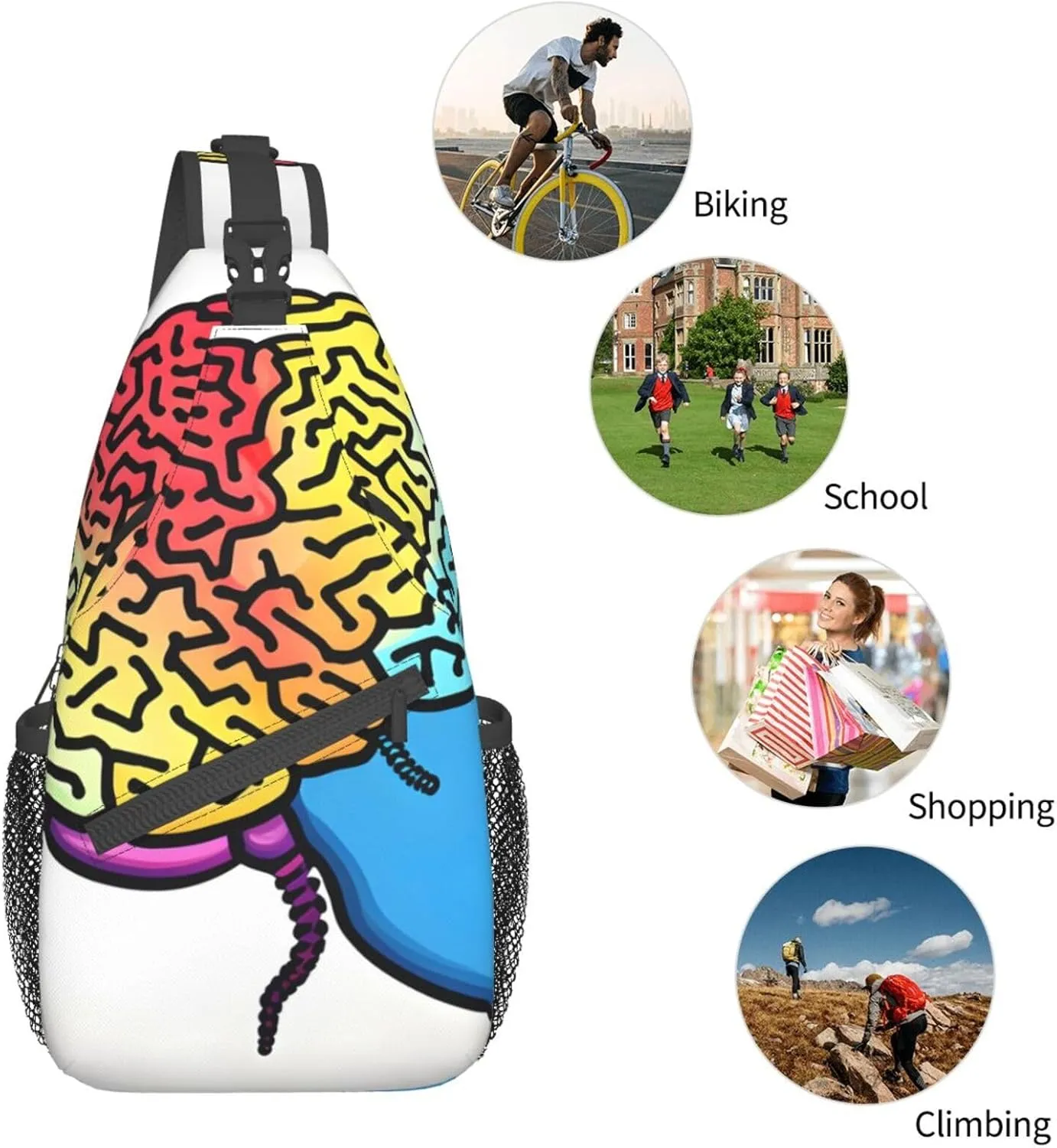 Left And Right Brain High Storage Capacity Chest Bag Diagonally Sling Backpack Crossbody Shoulder Bag For Men Women