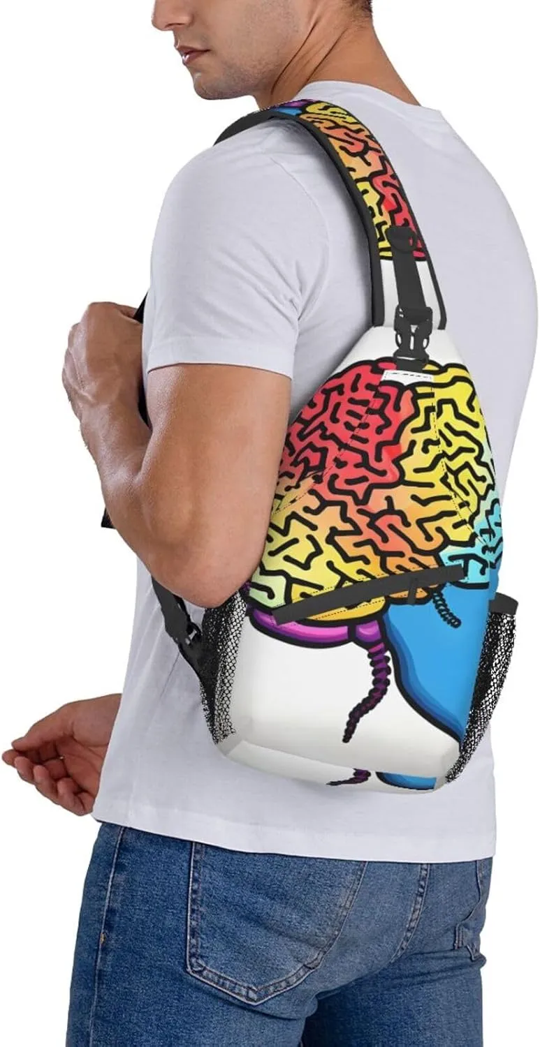 Left And Right Brain High Storage Capacity Chest Bag Diagonally Sling Backpack Crossbody Shoulder Bag For Men Women