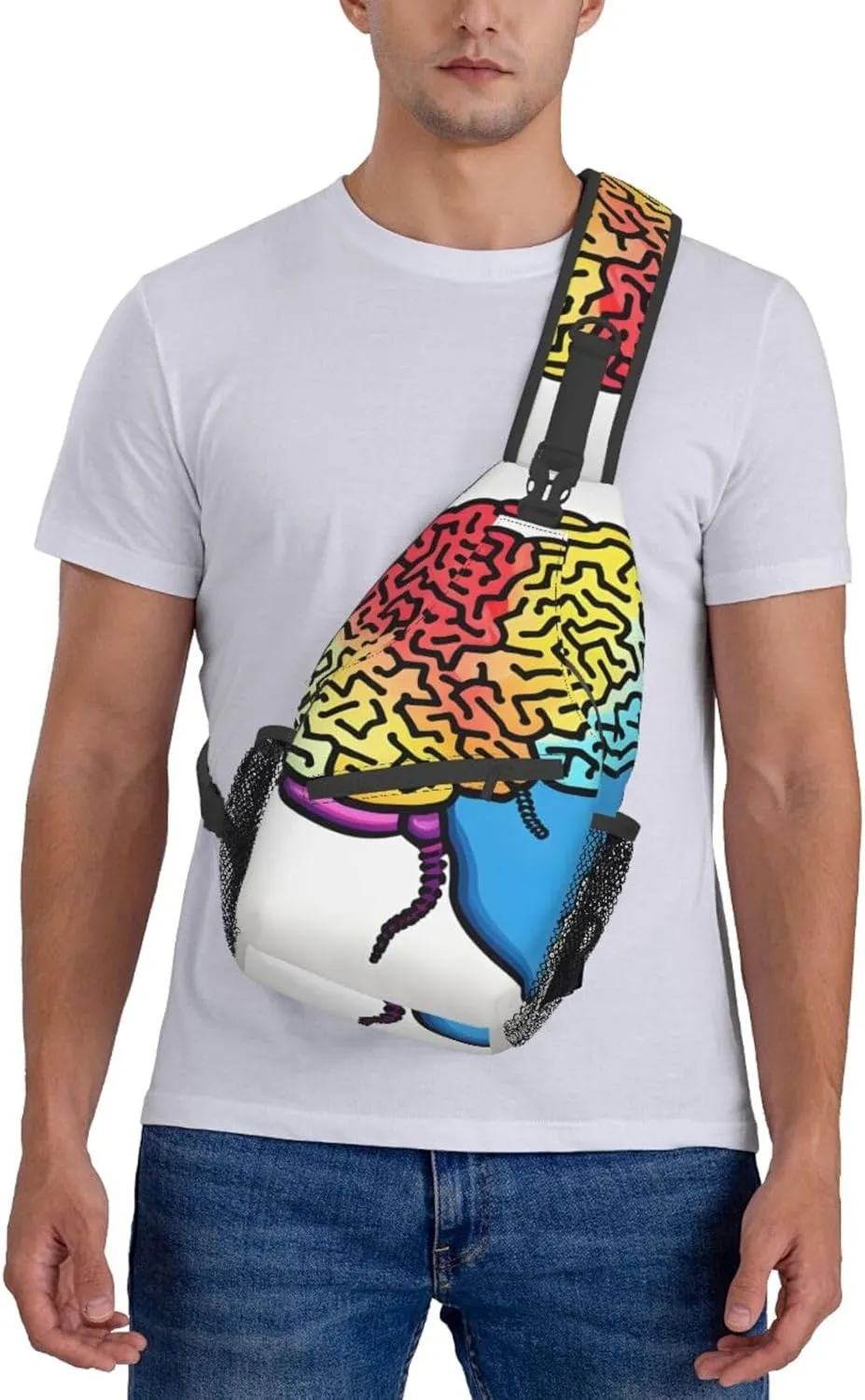 Left And Right Brain High Storage Capacity Chest Bag Diagonally Sling Backpack Crossbody Shoulder Bag For Men Women