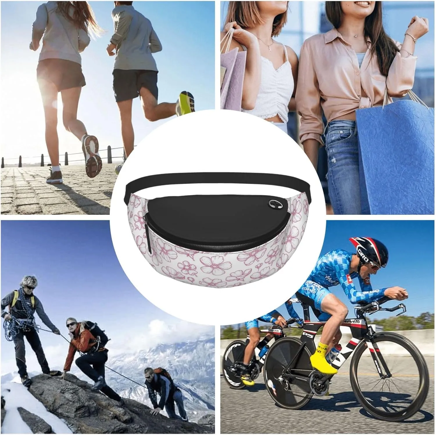 Leisure Sports Crossbody Bag Running Casual Hands-Free Wallets Waist Pack for Man Woman Father's Day for Dad Sakuras