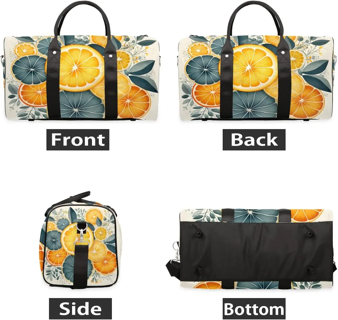 Lemon Travel Duffel Bag for Women Men Waterproof Foldable Overnight Weekender Bag Large Capacity Sports Gym Bag