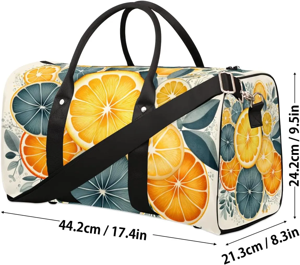 Lemon Travel Duffel Bag for Women Men Waterproof Foldable Overnight Weekender Bag Large Capacity Sports Gym Bag
