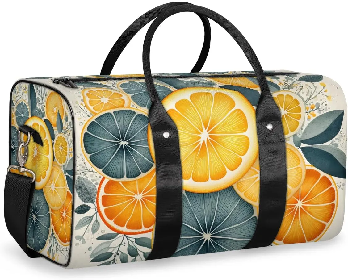 Lemon Travel Duffel Bag for Women Men Waterproof Foldable Overnight Weekender Bag Large Capacity Sports Gym Bag