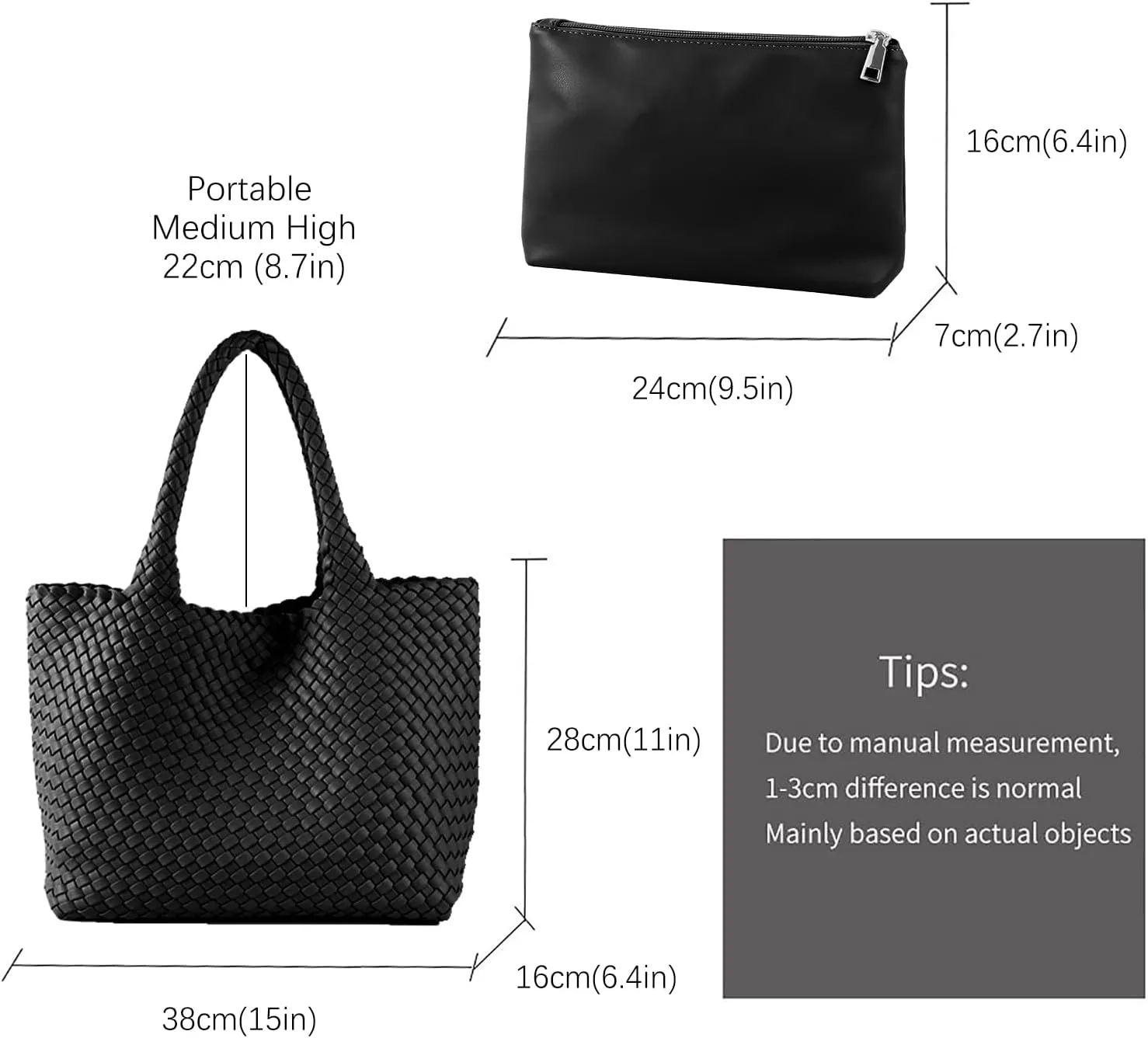 LEMONEYE Women's PU Hand woven Handbag Shoulder Bag Fashion Belt Wallet Suitable for Work Shopping Travel Daily