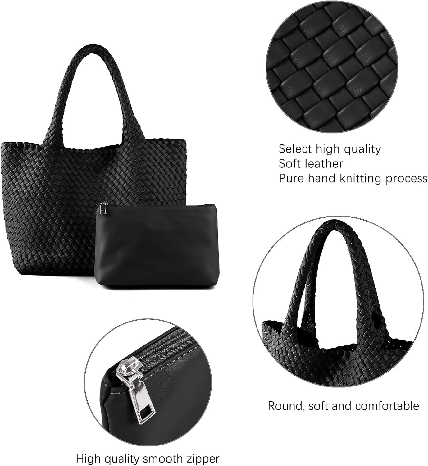 LEMONEYE Women's PU Hand woven Handbag Shoulder Bag Fashion Belt Wallet Suitable for Work Shopping Travel Daily