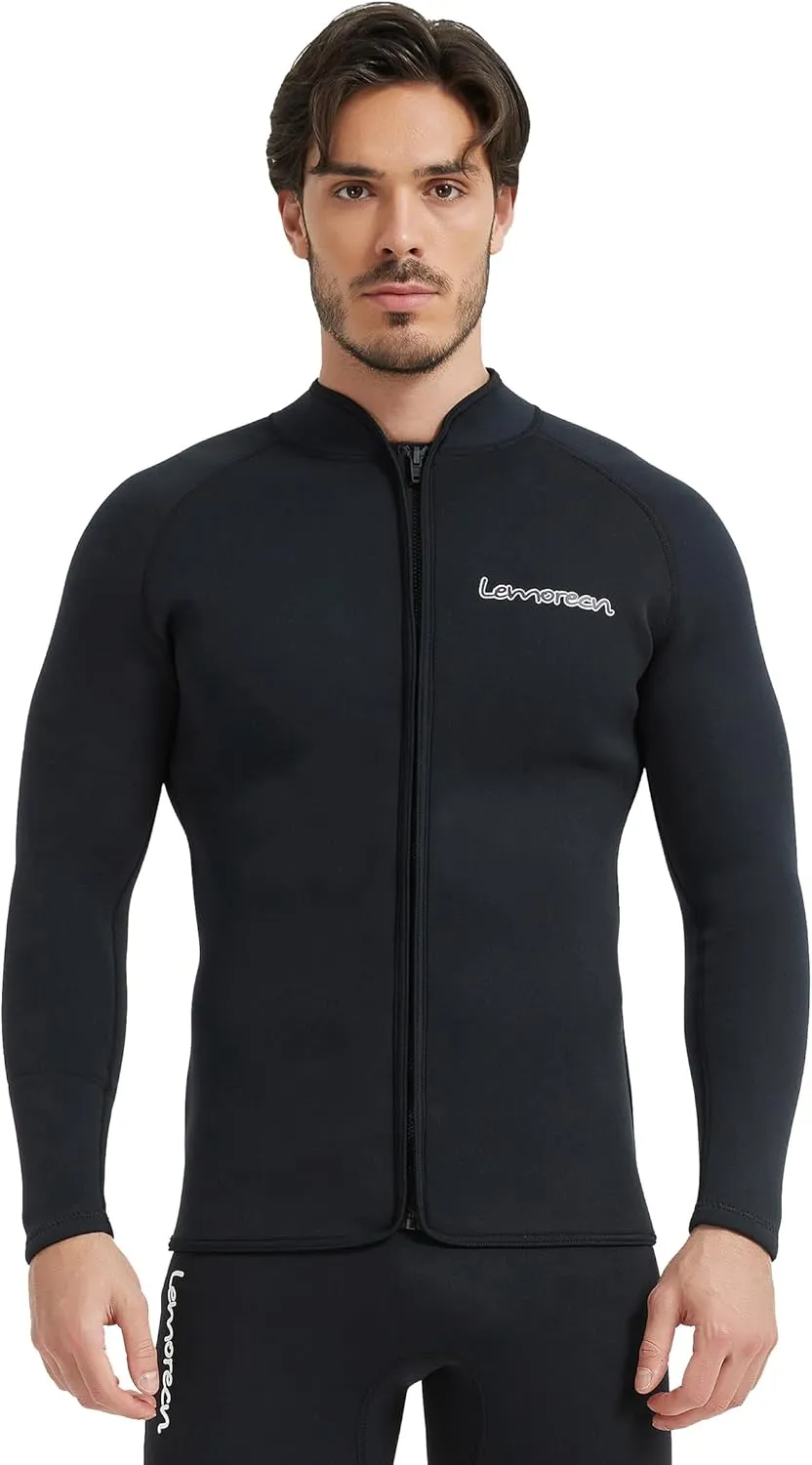 Lemorecn Wetsuit Top Men 3mm and 2mm Wetsuit Jacket Neoprene Long Sleeve for Water Sports