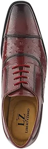 LIBERTYZENO Mens Plain & Animal Print Leather Adults Formal Lace Up Dress Shoes for Prom Graduation