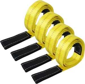 Lift Sling Webbing Straps Robbor 2 inch 7 Foot Tree Saver Winch Straps 13,000 Lbs Lift Sling w/Reinforced Eyes Heavy Duty Recovery ATV UTV Tow Straps 4 PK